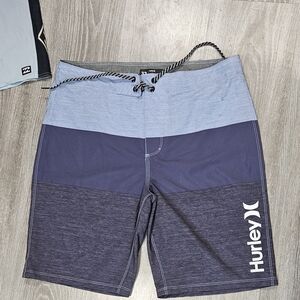 Hurley Two-Tone Board Shorts in Blue and Gray